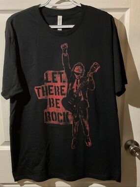 AC/DC 'Let There Be Rock' Black Tee w/ Screen-printed Angus Young Graphic